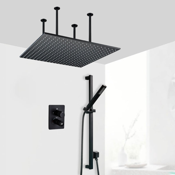 FontanaShowers Fontana Mestre 20" Matte Black LED Ceiling Mount Digital
